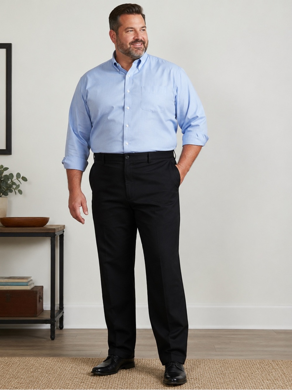Oak Hill Premium Pant Black Stretch Flat Front Dress Pants Men’s 44x30